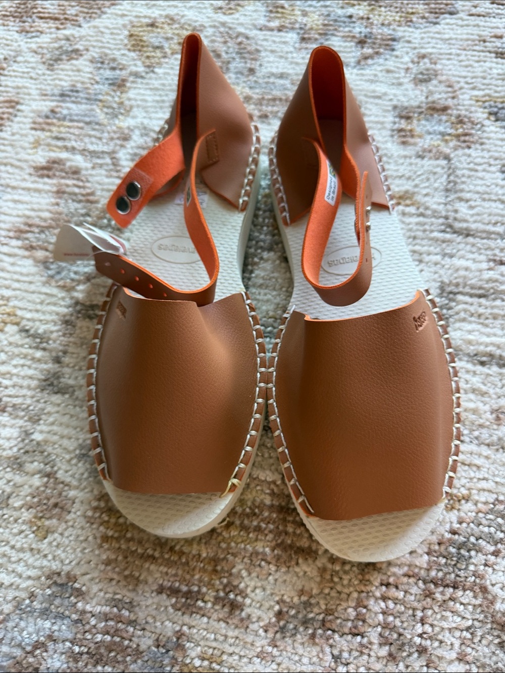 Women's Brown Leather Slingback Havianas Sandals